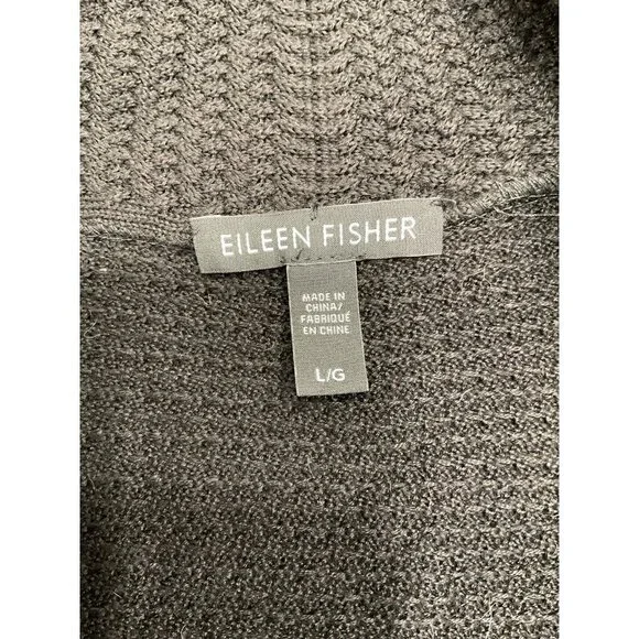 Eileen Fisher Tencell and Silk Black Knit Cardigan Size L - Picture 4 of 6